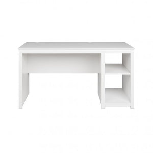 56" Modern White Desk with Shelving