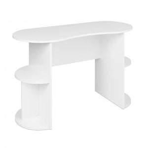48" Student Desk in White with Rounded Edges and Built-in Shelves