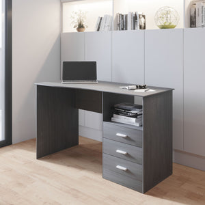 51" Gray Woodgrain Modern Desk with File