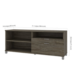 71" Credenza with Filing Drawer in Walnut Gray