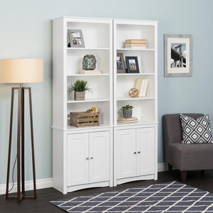Modular White 26" Bookcase with Cabinet