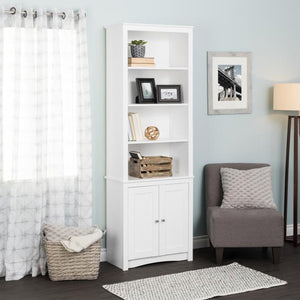 Modular White 26" Bookcase with Cabinet