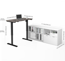 Load image into Gallery viewer, Adjustable Bark Grey Office Desk with White Credenza
