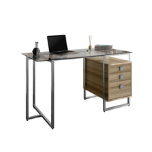 Load image into Gallery viewer, 55&quot; Silver &amp; Glass Desk with Oak Drawers
