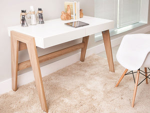 49" Ladder Leg Desk in White and Oak