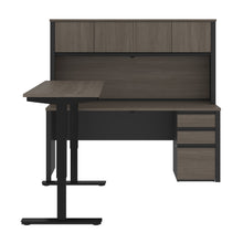 Load image into Gallery viewer, 71&quot; Desk &amp; Hutch with Included Height Adjustable Desk in Bark Gray &amp; Slate
