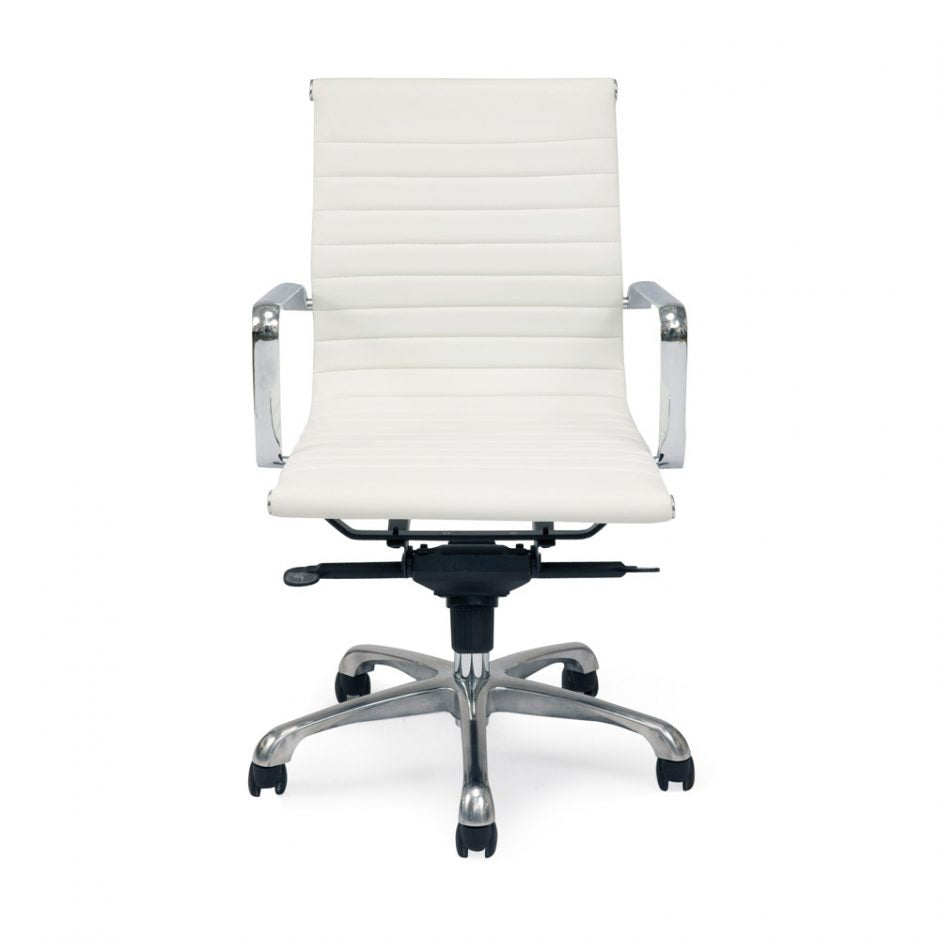 Low Back Conference Chair with Tilt-Locking in White (Set of 2)