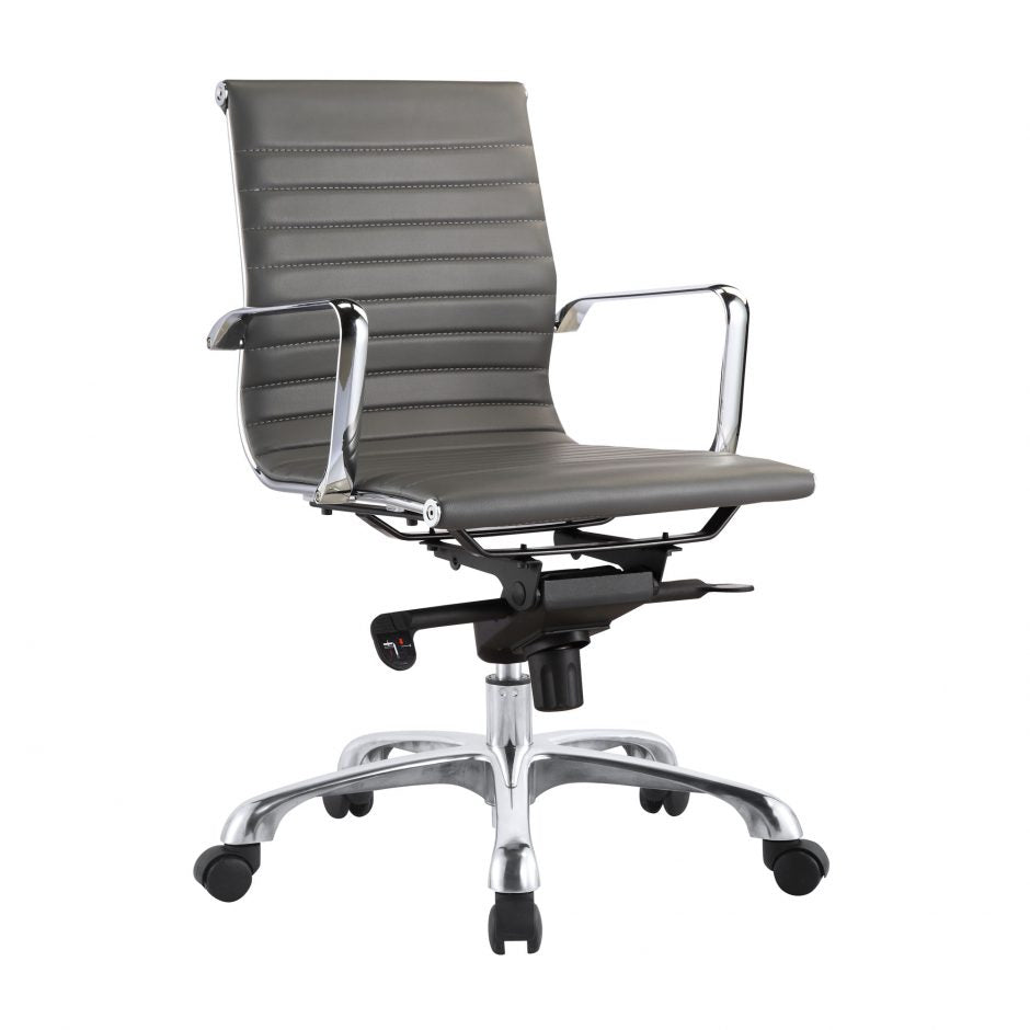 Low Back Conference Chair with Tilt-Locking in Grey (Set of 2)