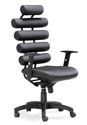 Modern Leather Office Chair with Ultimate Lumbar Support in Black