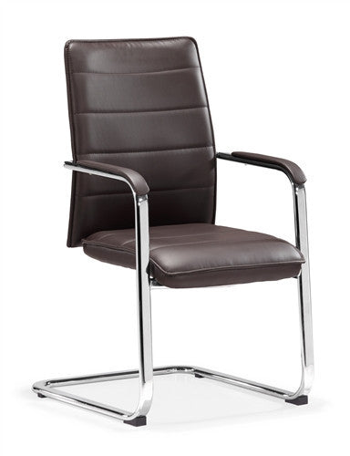 Modern Conference Chair in Espresso Leather and Chrome
