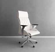 White Leather & Chrome Modern Office Chair with Ultimate Comfort