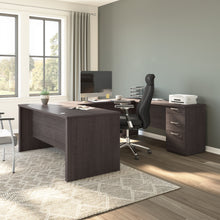 Load image into Gallery viewer, 65&quot; Charcoal Maple Refined U-Shaped Desk with Paneling
