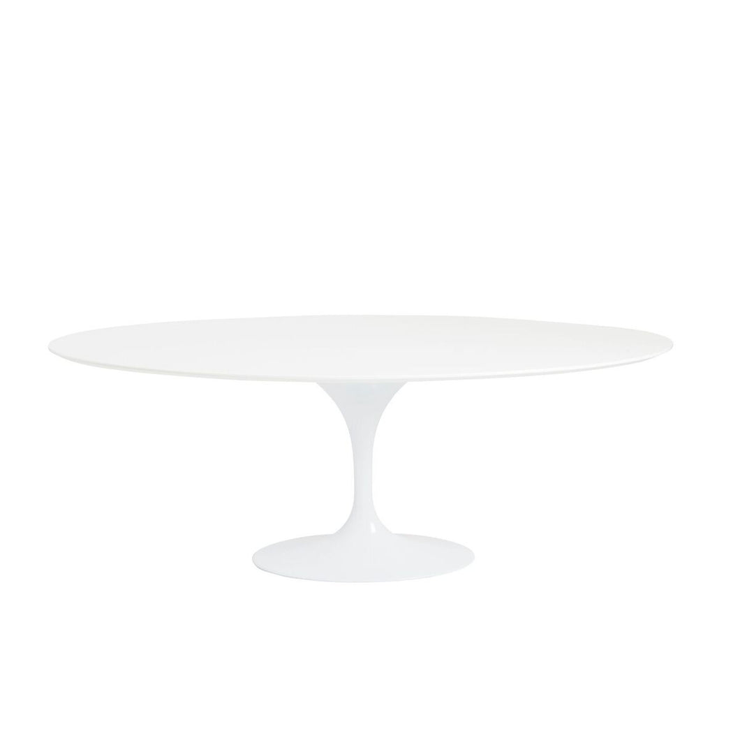 Elegant White Lacquer Oval Conference Table