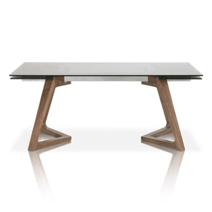 71 - 103" Conference Table with Smoked Grey Glass Top & Elegant Walnut Legs