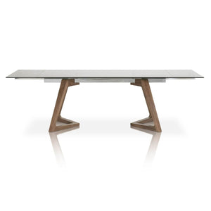 71 - 103" Conference Table with Smoked Grey Glass Top & Elegant Walnut Legs