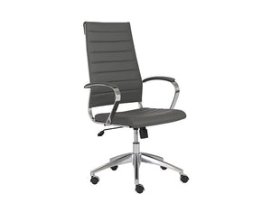 Modern Gray High Back Office Chair with Chrome Frame