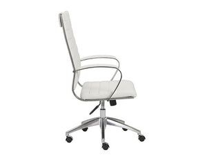 Modern White High Back Office Chair with Chrome Frame