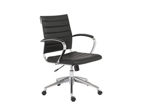 Modern Black Low Back Office Chair with Chrome Frame