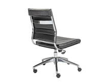 Load image into Gallery viewer, Modern Armless Black Leather &amp; Chrome Office Chair
