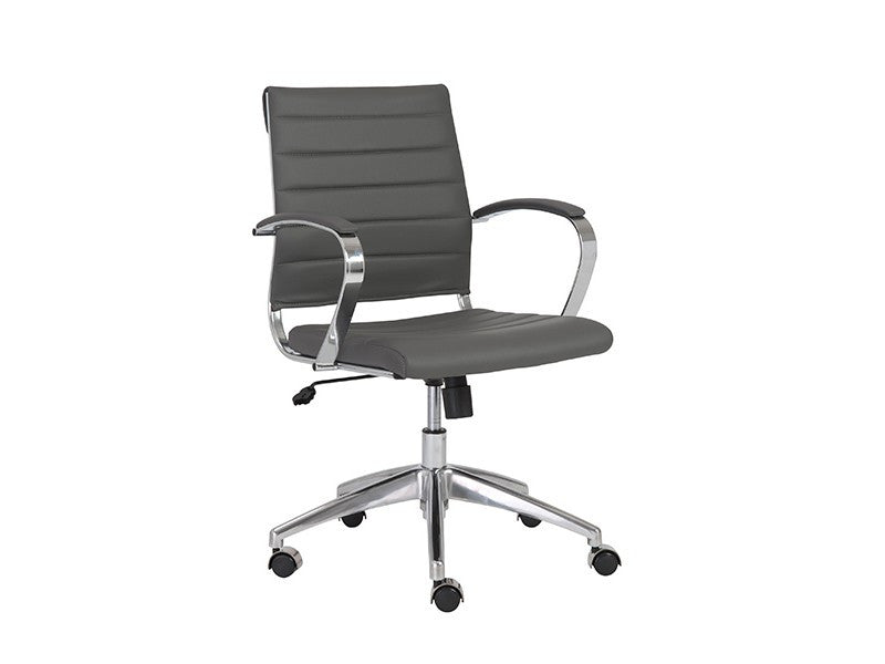 Modern Gray Low Back Office Chair with Chrome Frame