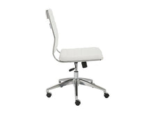 Load image into Gallery viewer, Modern Armless White Leather &amp; Chrome Office Chair
