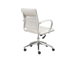 Modern White Low Back Office Chair with Chrome Frame