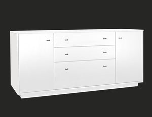 Modern 66" Credenza in High-gloss White Lacquer