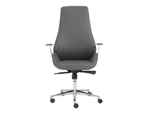 Modern Gray Leather High Back Office Chair