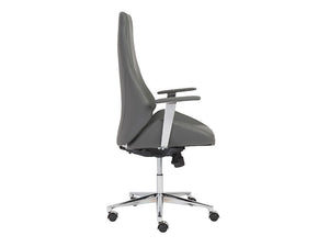 Modern Gray Leather High Back Office Chair