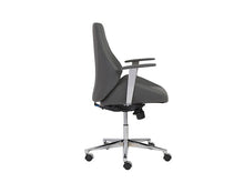 Load image into Gallery viewer, Modern Gray Leather &amp; Chrome Office Chair
