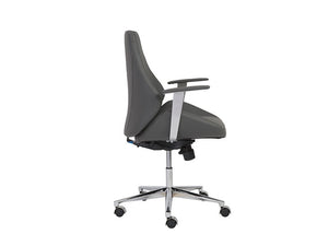 Modern Gray Leather & Chrome Office Chair