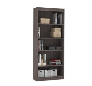 Three Part Set: L-Shaped Desk, Lateral File, & Bookcase in Bark Gray