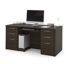 Load image into Gallery viewer, 66&quot; Executive Desk with Two Pedestals in Dark Chocolate
