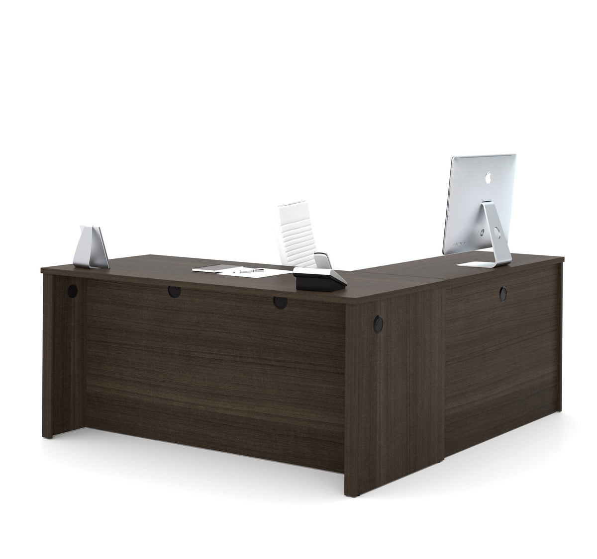 Premium Modern L-Shaped Desk in Dark Chocolate – ComputerDesk.com