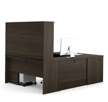 Load image into Gallery viewer, Modern U-shaped Premium Office Desk with Hutch in Dark Chocolate
