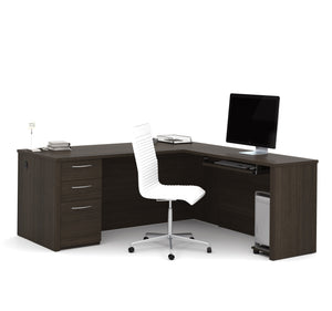 Premium Modern 71" x 76" L-Shaped Desk in Dark Chocolate