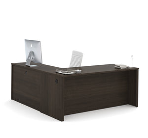 Premium Modern 71" x 76" L-Shaped Desk in Dark Chocolate