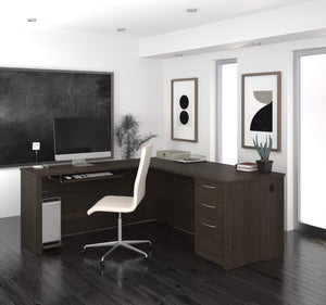 Premium Modern 71" x 76" L-Shaped Desk in Dark Chocolate