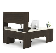 Load image into Gallery viewer, Dark Chocolate &amp; White Modern U-shaped Office Desk
