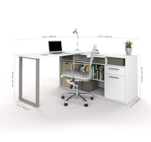 Load image into Gallery viewer, Integrated Modern White L-Shaped Desk with Gray Accent Leg
