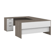 Load image into Gallery viewer, 65&quot; Executive U-Desk in Silver Maple and White
