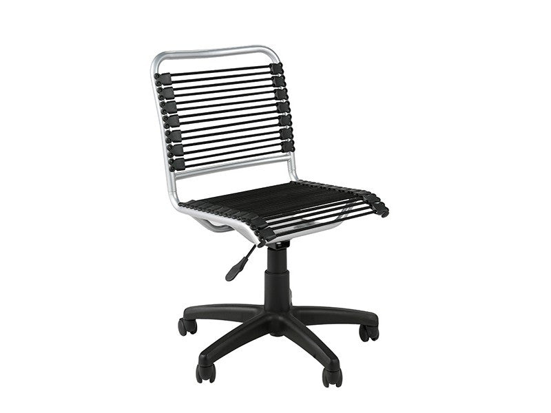 Aluminum & Black Armless Bungee Office Chair