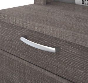 Modern Premium U-shaped Desk with Hutch in Bark Gray