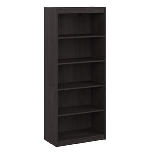 30" Sturdy 5 Shelf Bookcase in Charcoal Maple