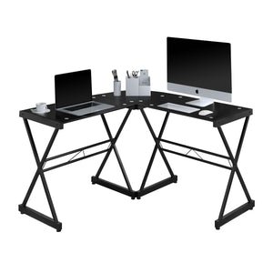 51" Black Wire Frame L-Desk