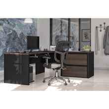Load image into Gallery viewer, Antigua &amp; Black 71&quot; x 83&quot; L-Shaped Desk with Oversized File Drawers
