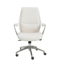 Load image into Gallery viewer, Modern White Office Chair with Polished Aluminum Accents

