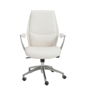 Modern White Office Chair with Polished Aluminum Accents