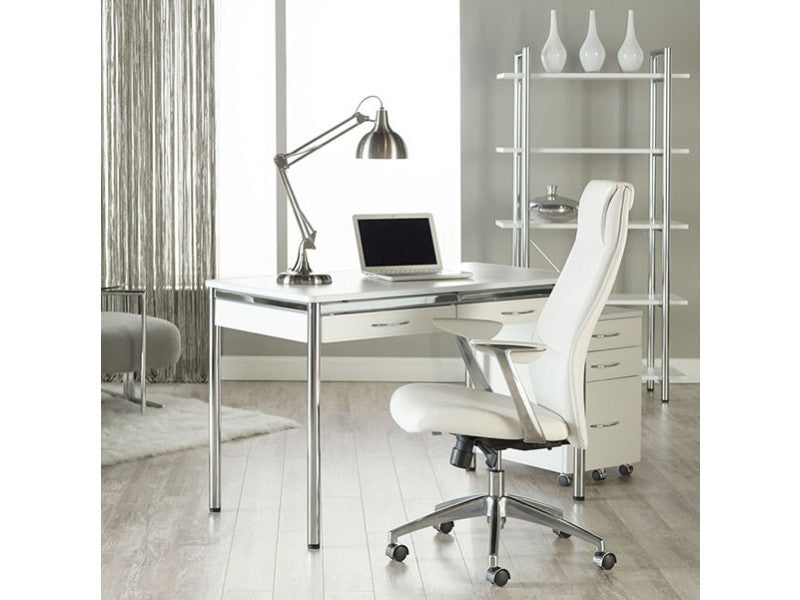 Modern White Leather High Back Office Chair