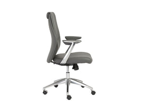 Modern Gray Office Chair with Polished Aluminum Accents